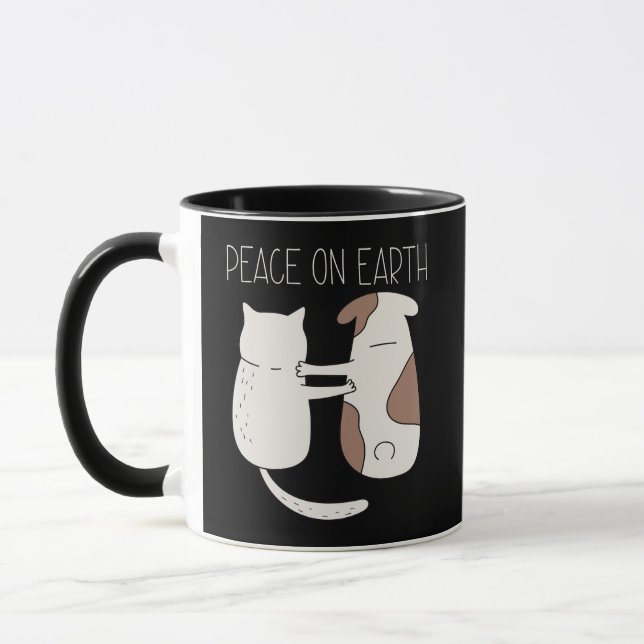 Dog Cat Peace on Earth Mug (Left)