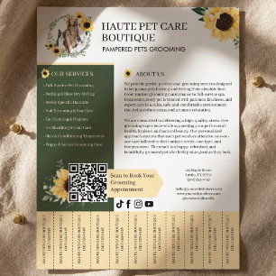 Dog Cat Pet Grooming Sunflower Tear Off Tabs Flyer