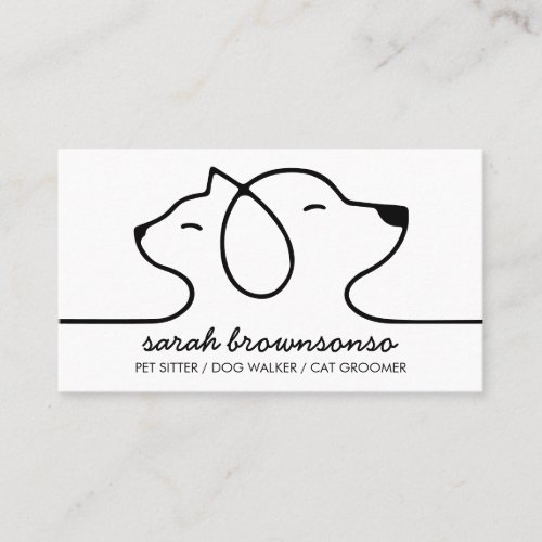 Dog Cat Pet Line art Logo veterinary Business Card