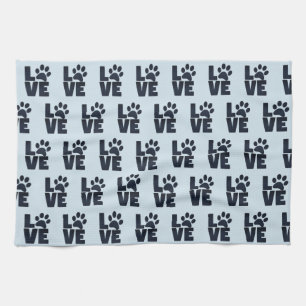 Dog Cat Pet Love Paw Prints Kitchen Towel