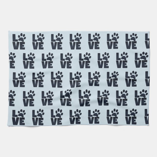 Dog Cat Pet Love Paw Prints Kitchen Towel (Horizontal)
