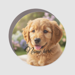 Dog cat pet name photo template simple minimal car magnet