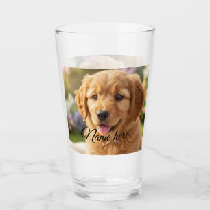 Dog cat pet name photo template simple minimal  glass
