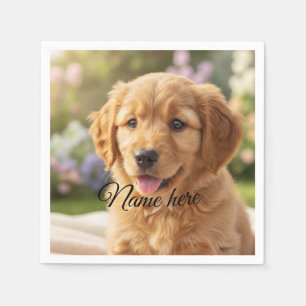 Dog cat pet name photo template simple minimal napkins