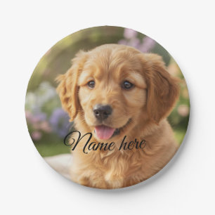 Dog cat pet name photo template simple minimal  paper plates