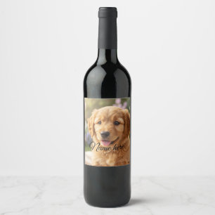 Dog cat pet name photo template simple minimal  wine label