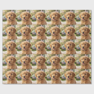 Dog cat pet name photo template simple minimal  wrapping paper