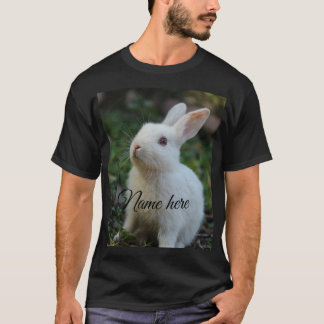 Dog cat pet name photo template simple rabbit T-Shirt