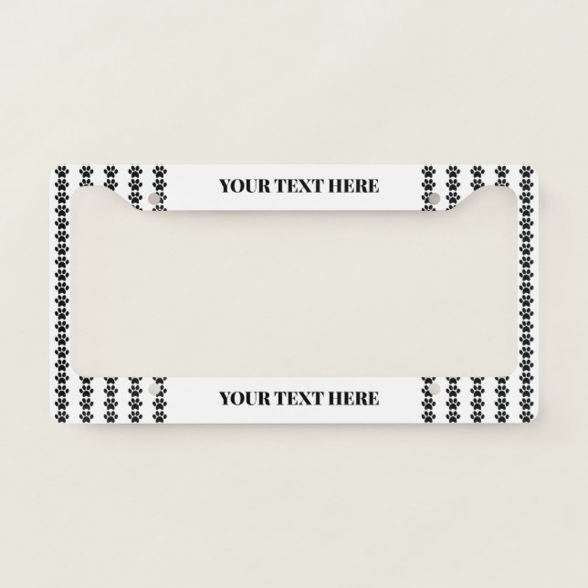 Dog Cat Pet Paw Print Pattern License Plate Frame (Front)