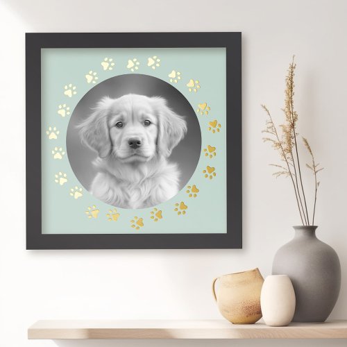 Dog cat pet paw print photo frame sea green