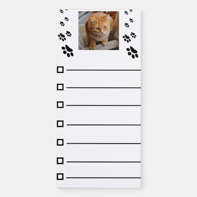 Dog Cat Pet Photo To Do List Paw Print Magnetic Notepad (Front)