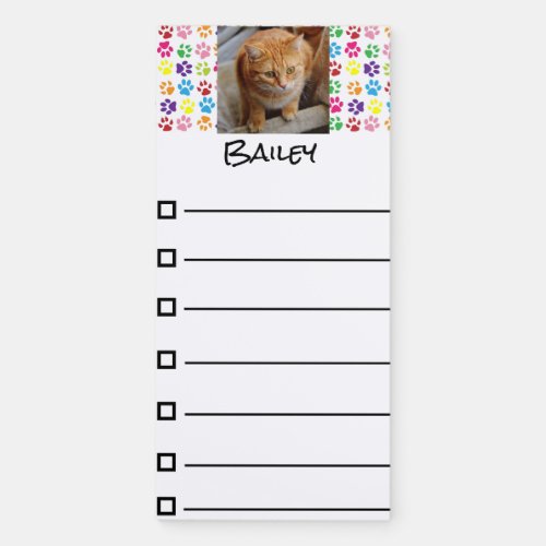 Dog Cat Pet Photo To Do List Paw Prints Magnetic Notepad