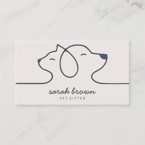 Dog Cat Pet Sitting Grooming Boarding Ivory Navy Business Card