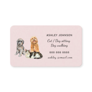 Dog & Cat pet sitting watercolor  Business Card