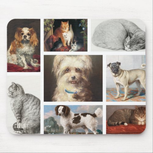 Dog Cat Pets 8 Photo Portrait Collage Keepsake Mouse Pad