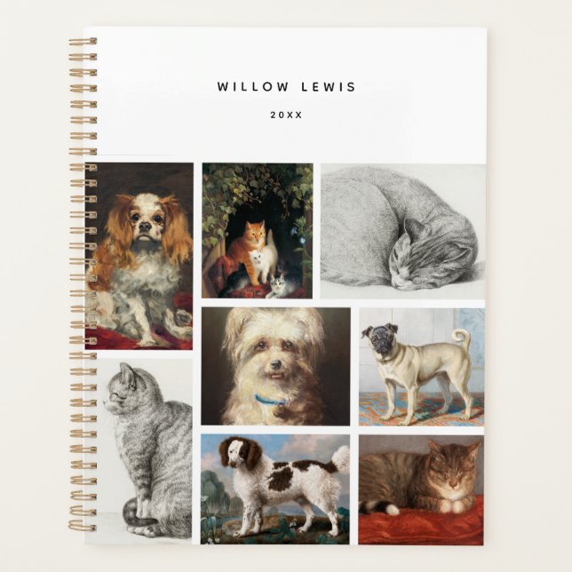 Dog Cat Pets 8 Photo Portrait Collage Keepsake Planner (Front)