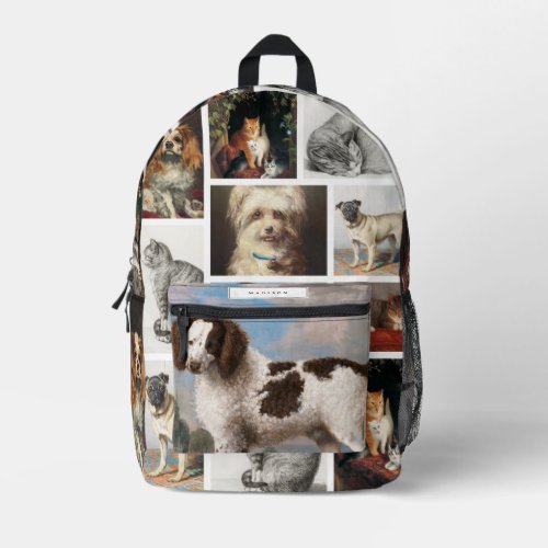 Dog Cat Pets 8 Photo Portrait Collage Keepsake  Printed Backpack