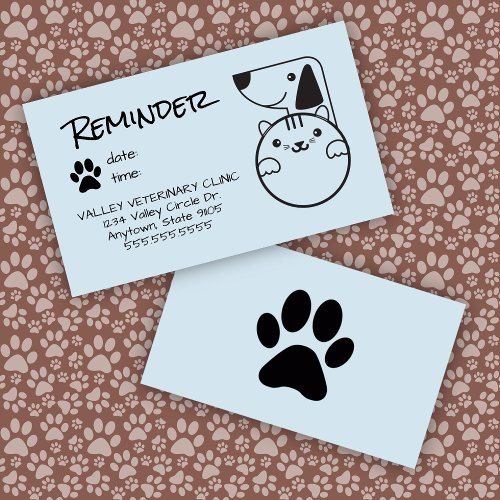 Dog Cat Pets Appointment Reminder Card