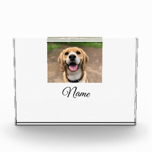 Dog cat photo add pet name cu custom personalized block