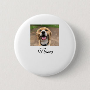 Dog cat photo add pet name cu custom personalized  button