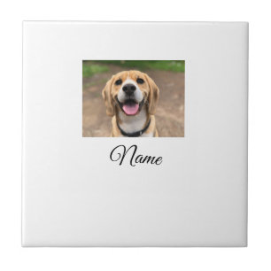 Dog cat photo add pet name cu custom personalized ceramic tile
