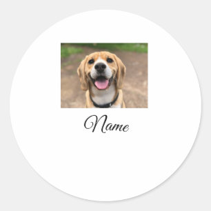 Dog cat photo add pet name cu custom personalized classic round sticker