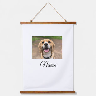 Dog cat photo add pet name cu custom personalized hanging tapestry