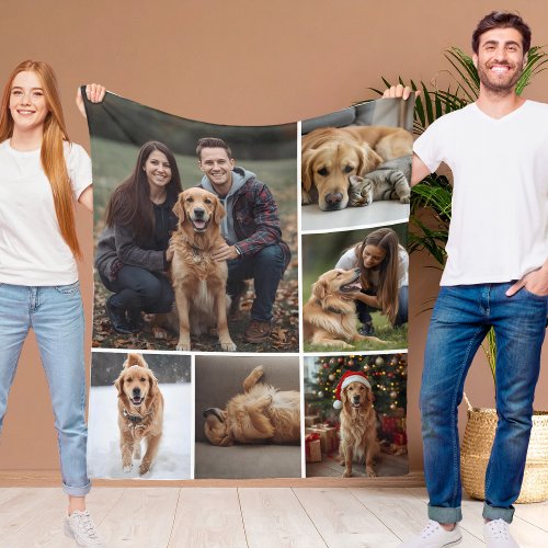 Dog Cat Picture Fleece Blanket Photo Collage Pets