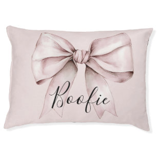 Dog Cat Pink Bow  & Blush Bow Personalized Pet Bed
