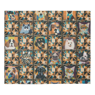 Dog Cat Puppy Kitten Patchwork Quilt by kedoki Duvet Cover