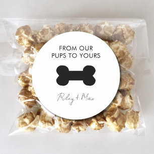 Dog Cat Puppy Treat Wedding Favor From Our Pups Classic Round Sticker