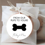 Dog Cat Puppy Treat Wedding Favor From Our Pups Classic Round Sticker<br><div class="desc">Dog Cat Puppy Treat Wedding Favor From Our Pups Classic Round Sticker</div>