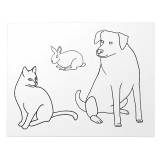 Dog Cat Rabbit Coloring Sheets on Notepads