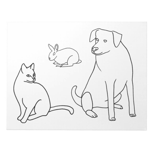 Dog Cat Rabbit Coloring Sheets on Notepads (Front)