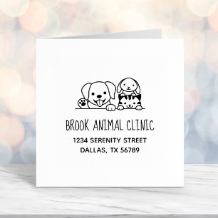 Dog Cat Rabbit Veterinarian Animal Clinic Address Self-inking Stamp