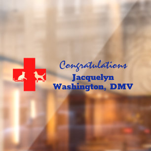 Dog Cat & Red Cross Congratulations Veterinarian Window Cling