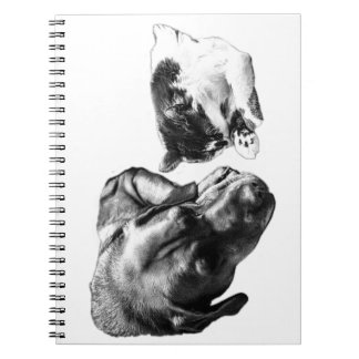 Dog & Cat Resting Together Monochrome Notebook