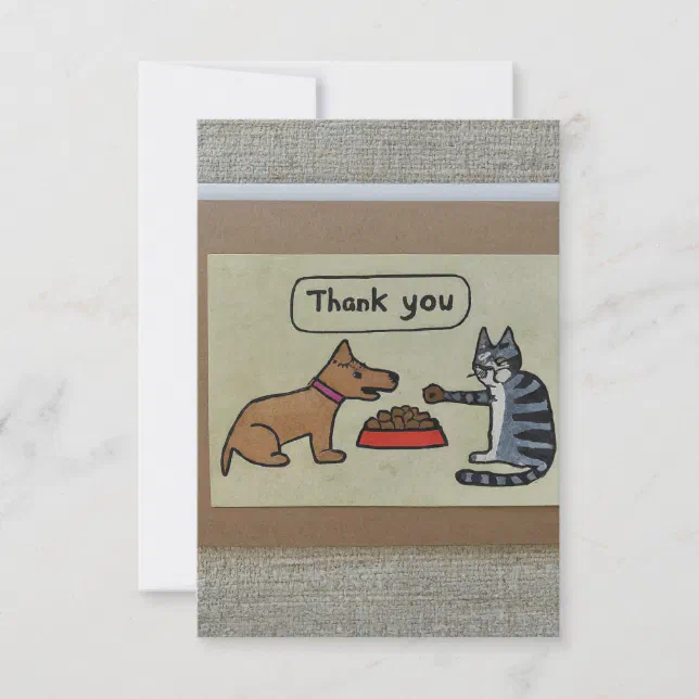 dog & cat thank you card | Zazzle