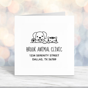 Dog Cat Veterinarian Animal Clinic Address Self-inking Stamp
