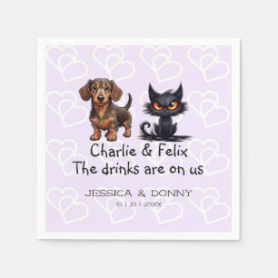 Dog & Cat Wedding Cocktail Drinks Are On Us Napkins