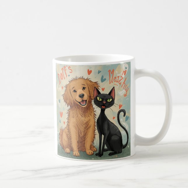 Dog & Cat Whimsical Coffee Mug – Cozy Kind_Ones (Right)