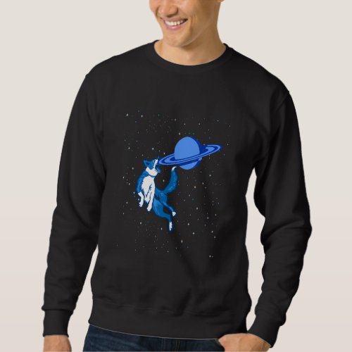 Dog Catches Saturn Like Frisbee  Space Astronomy S Sweatshirt