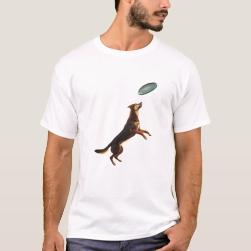 Dog Catching Frisbee Mid Air T_Shirt