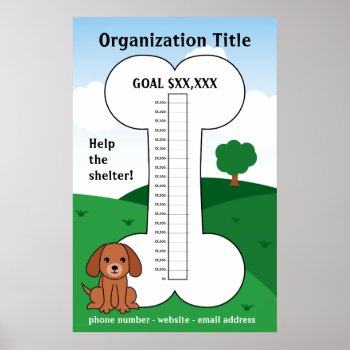 Dog Cause Fundraising Thermometer Poster by FundraisingAndGoals at Zazzle