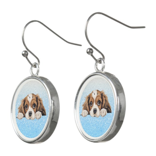 Dog Cavalier King Charles Earrings Jewelry (Angled)