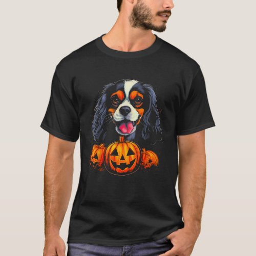 Dog Cavalier King Charles Spaniel Pumpkin Hallowee T_Shirt