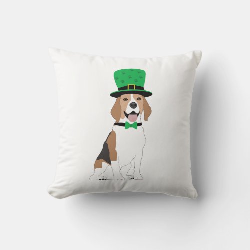 Dog celebrating saint patricks day throw pillow