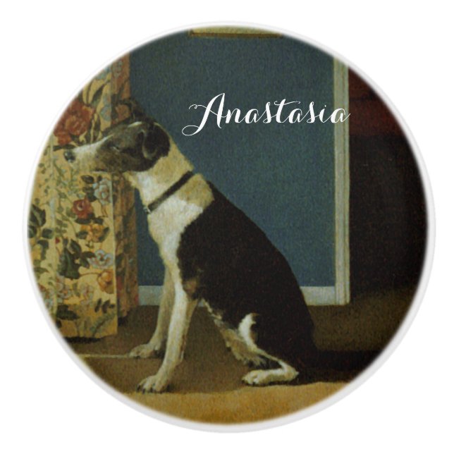 Dog  ceramic knob (Front)