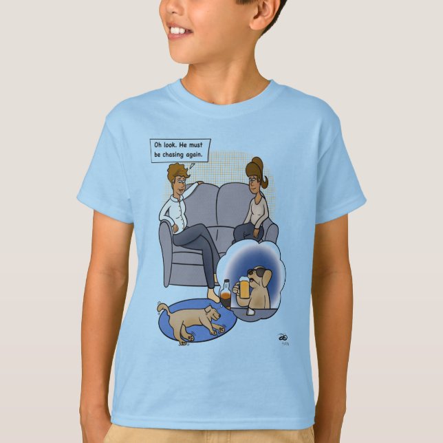 Dog Chasing Dream Blue Boy's T-Shirt (Front)