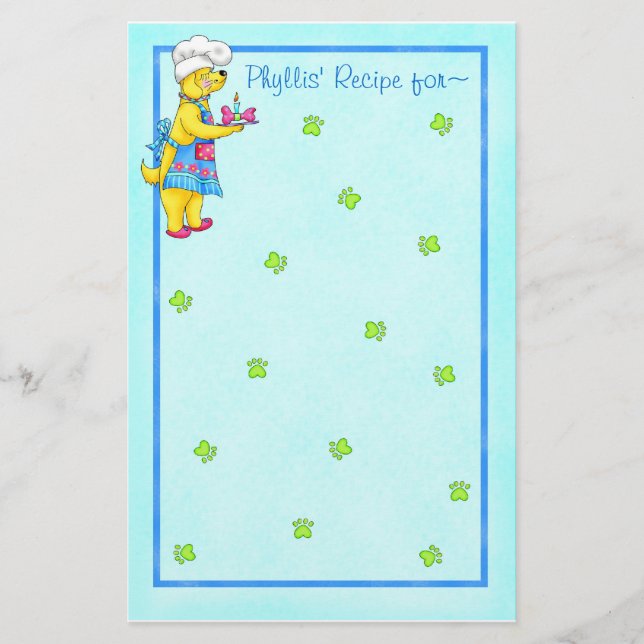 Dog Chef Recipe Stationery (Front)